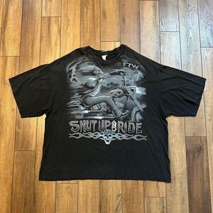 Vintage Liquid Blue Skeleton‎ Biker T Shirt Men's Size 3XL Shut Up And Ride